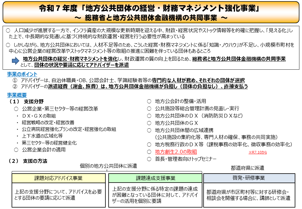 概要図：地方公共団体の経営・財務マネジメント強化事業